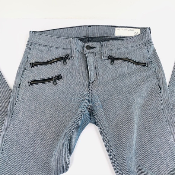 Rag and Bone RBW 23 Moto pinstripe Jeans - Picture 9 of 13